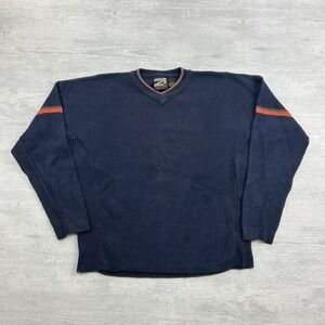 Vintage 90s Rue 21 Sweater Size Large Navy Blue Ribbed Pull Over Striped Boho